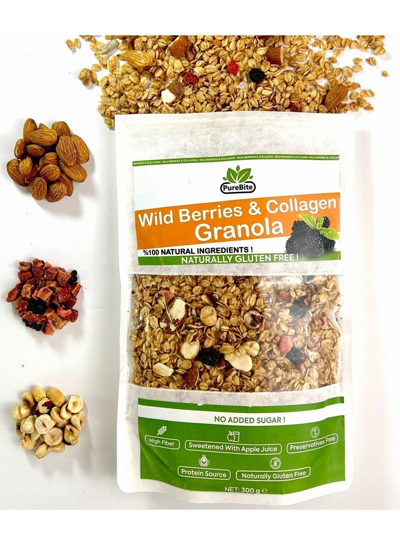 PURE BITE %100 Natural Almond, Coconut, Peanut Butter. Gluten Free, Sugar Free, No Preservatives – 200 gr & %100 Natural, Gluten-Free, NO Sugar added Wild Berries & Collagen Granola-300gr. Bundle - Image 2
